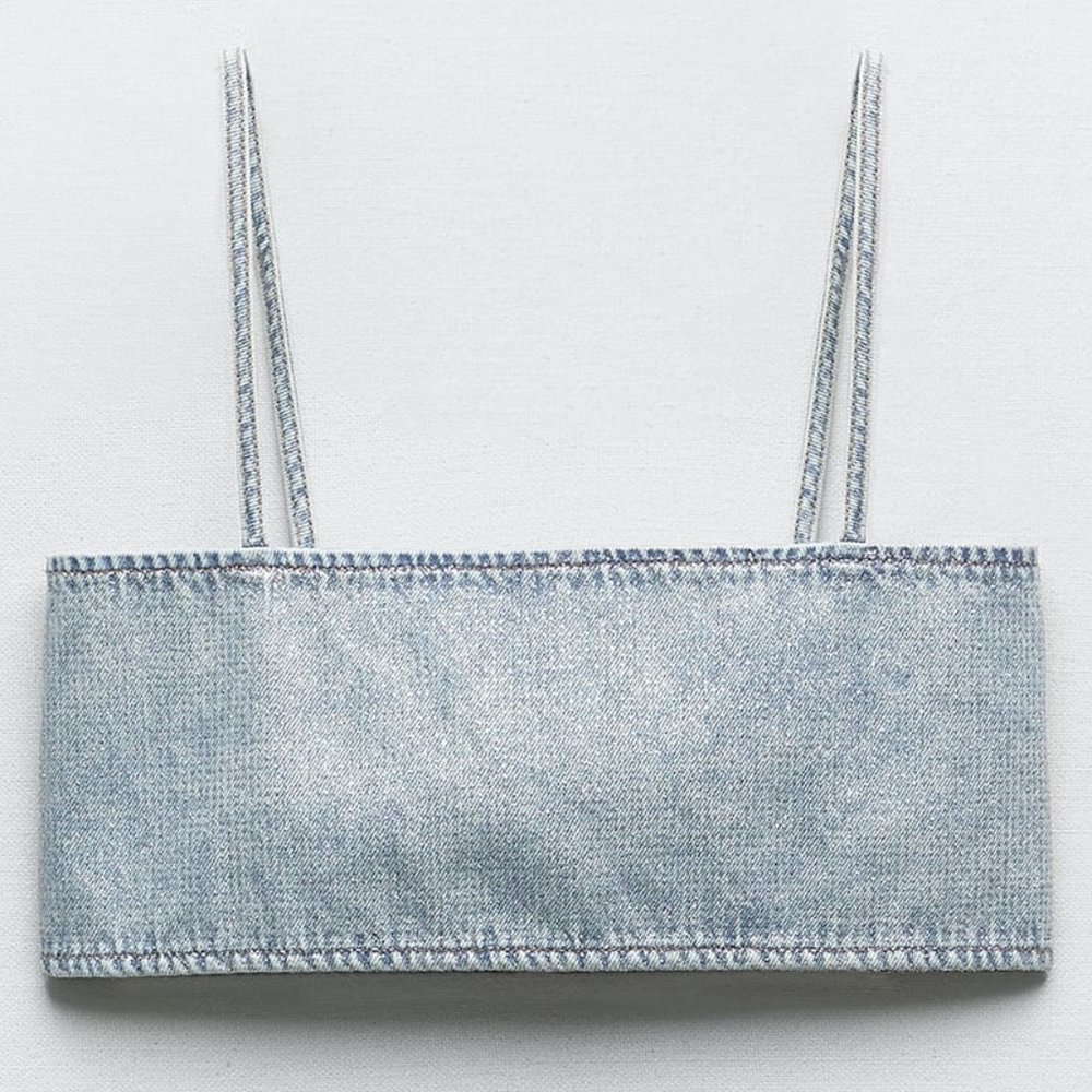 🆕 ZARA DENIM CROP TOP WITH RHINESTONES | ZARA DENIM - Picture 4 of 12